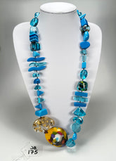 Jackie Brazil "Fusion" Light Blue Mix Long 110cm Bead Necklace ( N0040 )