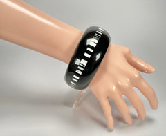 Jackie Brazil "Bar Code" Black & White Solid Round 3.4cm Bangle ( B2162 )