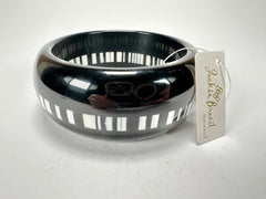 Jackie Brazil "Bar Code" Black & White Solid Round 3.4cm Bangle ( B2162 )