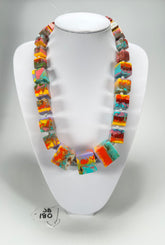 Jackie Brazil "Kandinsky" Mix Size Liquorice Cubes Resin Necklace ( N3343 )