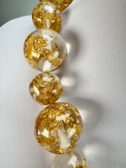 Jackie Brazil "Large Spheres" Short Abstract Gold Flakes Necklace 50cm ( N2692 )