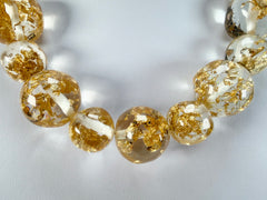 Jackie Brazil "Large Spheres" Short Abstract Gold Flakes Necklace 50cm ( N2692 )