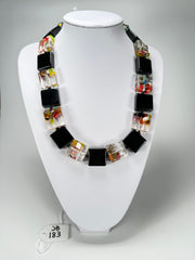 Jackie Brazil "Gala" Black & Cascade Half Rectangles 65cm Necklace ( N0789 )