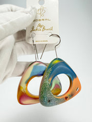 Jackie Brazil "Triangle" Tropicalia On Hook Resin Earrings ( E2377 )