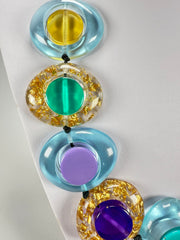 Jackie Brazil "Saturn" Transparent Paris Mix Disk and Cylinder On String Short 50cm Necklace ( N0060 )