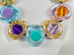 Jackie Brazil "Saturn" Transparent Paris Mix Disk and Cylinder On String Short 50cm Necklace ( N0060 )