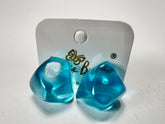 Jackie Brazil "Camille" Light Blue Transparent Abstract Resin Earrings ( E1053 )