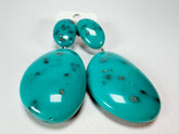 Jackie Brazil "Turquoise" Medium Riverstone Double Pendant Resin Earrings ( E3900 )
