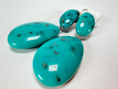 Jackie Brazil "Turquoise" Medium Riverstone Double Pendant Resin Earrings ( E3900 )