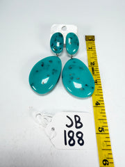 Jackie Brazil "Turquoise" Medium Riverstone Double Pendant Resin Earrings ( E3900 )