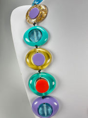 Jackie Brazil "Saturn" Transparent Paris Mix Disk and Cylinder Long 75cm Necklace ( N0065 )