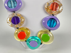 Jackie Brazil "Saturn" Transparent Paris Mix Disk and Cylinder Long 75cm Necklace ( N0065 )