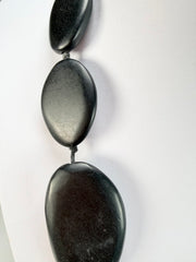 Jackie Brazil "Matt Black & Cascade" Long Flat Riverstones 65cm Necklace ( N3700 )