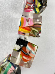 Jackie Brazil "POP" Cascade Liquorice Small Cubes 65cm Necklace ( N0046 )