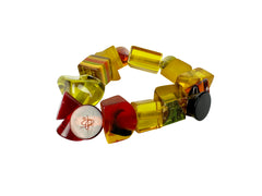 Jackie Brazil "Indiana" Yellow Mix Multi Bead Resin Bracelet ( B0210 )