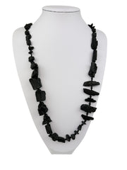Jackie Brazil "Black Pieces" Charcoal Long 85cm Resin Necklace ( N2735 )