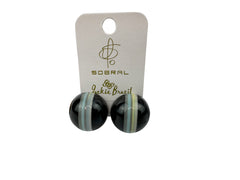Jackie Brazil "Bar Code" Black Round Balls Clip On Resin Earrings ( E2236 )
