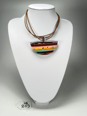 Jackie Brazil "Mix Colours" Half Liquorice Disk On 3 Cords Choker Necklace ( N0538 )