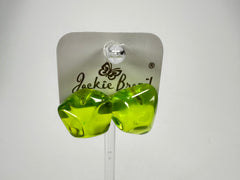 Jackie Brazil "Camille" Dark Green Transparent Abstract Resin Earrings ( E1053 )
