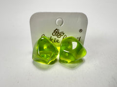 Jackie Brazil "Camille" Dark Green Transparent Abstract Resin Earrings ( E1053 )