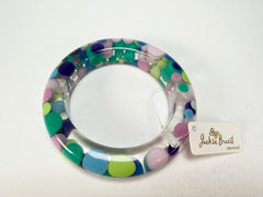 Jackie Brazil "Shinny Spotted" Blue Mix Spots Solid Round Resin 1.7cm Bangle ( B1726 )