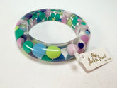 Jackie Brazil "Shinny Spotted" Blue Mix Spots Solid Round Resin 1.7cm Bangle ( B1726 )