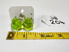 Jackie Brazil "Camille" Dark Green Transparent Abstract Resin Earrings ( E1053 )