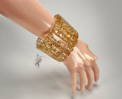 Jackie Brazil "Clarissa" Gold Flakes Thin Rectangles Elasticated Bracelet ( B2335 )