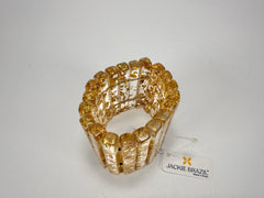Jackie Brazil "Clarissa" Gold Flakes Thin Rectangles Elasticated Bracelet ( B2335 )