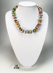 Jackie Brazil "Africa" Liquorice Squares & Beads Mix Colours 50cm Necklace ( N0008 )
