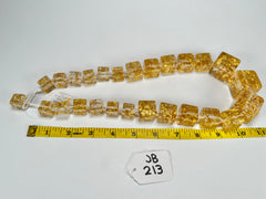 Jackie Brazil "Gold Flakes" Mix Size Liquorice Cubes Resin Necklace ( N3343 )