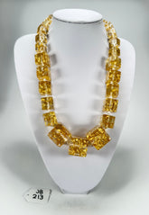 Jackie Brazil "Gold Flakes" Mix Size Liquorice Cubes Resin Necklace ( N3343 )