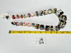 Jackie Brazil "Cascade" Mix Size Liquorice Cubes Resin Necklace ( N3343 )