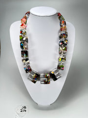Jackie Brazil "Cascade" Mix Size Liquorice Cubes Resin Necklace ( N3343 )