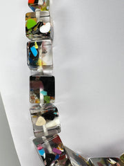 Jackie Brazil "Cascade" Mix Size Liquorice Cubes Resin Necklace ( N3343 )