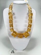 Jackie Brazil "Gold Flakes" Mix Size Liquorice Cubes Resin Necklace ( N3343 )