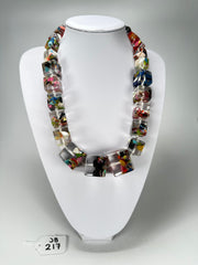 Jackie Brazil "Cascade" Mix Size Liquorice Cubes Resin Necklace ( N3343 )
