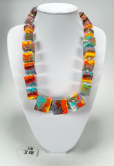 Jackie Brazil "Kandinsky" Mix Size Liquorice Cubes Resin Necklace ( N3343 )
