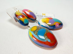 Jackie Brazil "Kandinsky" Medium Riverstone Double Pendant Resin Earrings ( E3900 )
