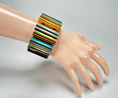 Jackie Brazil "Pop Art" Liquorice Winter Mix 8 Squares Elasticated Bracelet ( B0376 )