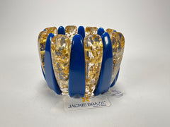 Jackie Brazil "Tulip" Royal Blue & Gold Flakes Elasticated Bracelet ( B0026 )