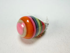 Jackie Brazil "Cat Eye" Liquorice Spring Mix Large Domed Resin Ring ( R1159 ) UK P / USA 8