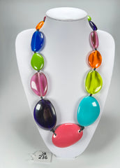 Jackie Brazil "Transparent" Summer Mix Long Flat Riverstones 65cm Necklace ( N3700 )