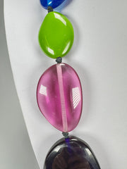 Jackie Brazil "Transparent" Summer Mix Long Flat Riverstones 65cm Necklace ( N3700 )