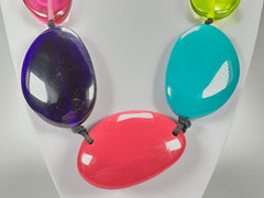 Jackie Brazil "Transparent" Summer Mix Long Flat Riverstones 65cm Necklace ( N3700 )