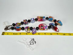 Jackie Brazil "Vesubio" Purple Marble Large Beads & Stones Necklace ( N1616 )