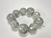 Jackie Brazil "Pebbles On Elastic" Silver Flakes Resin Bracelet ( B2693 )