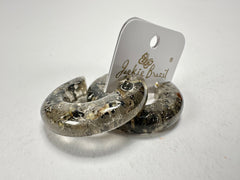 Jackie Brazil "Lucia" Seaweed Thick Half Hoop On Pin Resin Earrings ( E0035 )