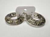 Jackie Brazil "Lucia" Seaweed Thick Half Hoop On Pin Resin Earrings ( E0035 )