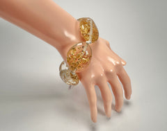 Jackie Brazil "Kathy" Gold Flakes Small Riverstones Bracelet ( B0800 )